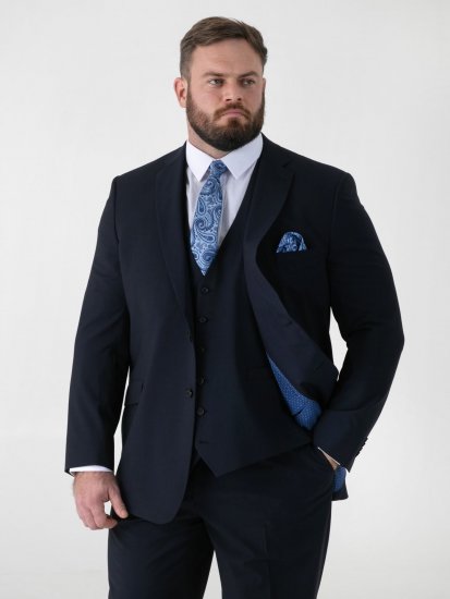 D555 Ted 4 Way Stretch Tailored Suit Jacket Tamsiai mėlyna - Kostiumai ir švarkai - Didelio dydžio kostiumai ir švarkai