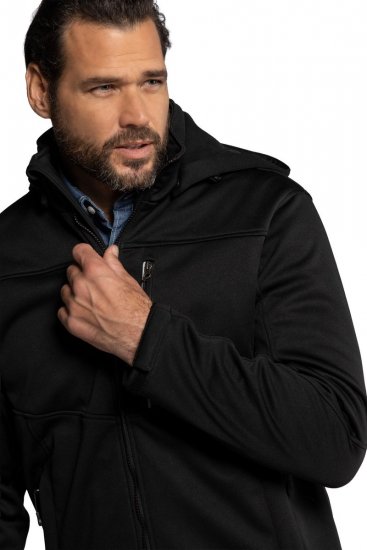 JP1880 714279 Softshell striukė su flisiniu pamušalu Juoda - Didelės vyriškos striukės - Didelės vyriškos striukės