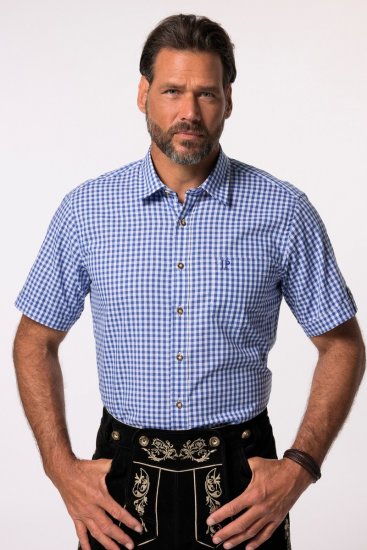 JP1880 Short Sleeve Check Print Traditional Shirt Blue - Marškiniai - Marškiniai - 2XL-8XL