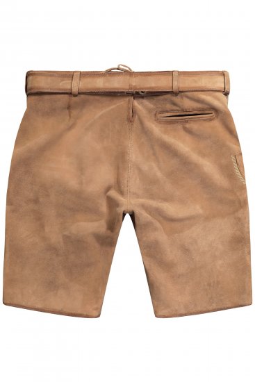 JP1880 Premium Goat Suede Staghorn Embroidery Shorts Leather Brown - Šortai - Šortai - W40-W60