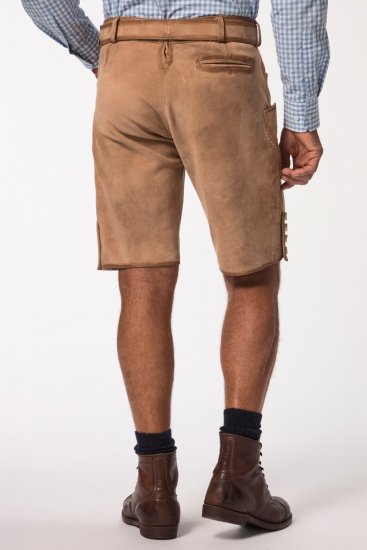 JP1880 Premium Goat Suede Staghorn Embroidery Shorts Leather Brown - JP1880 - JP1880 Vyrų Drabužiai Didelių Dydžių