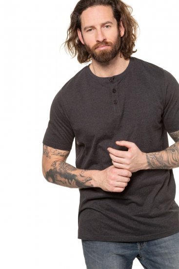 JP1880 726695 Henley marškinėliai Tamsiai pilka - Marškinėliai - Marškinėliai - 2XL-14XL
