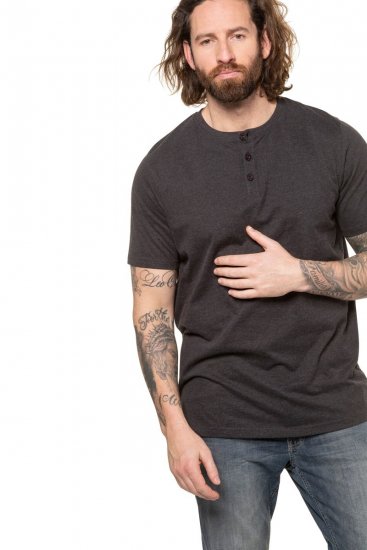 JP1880 726695 Henley marškinėliai Tamsiai pilka - Marškinėliai - Marškinėliai - 2XL-14XL