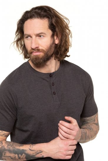 JP1880 726695 Henley marškinėliai Tamsiai pilka - Marškinėliai - Marškinėliai - 2XL-14XL