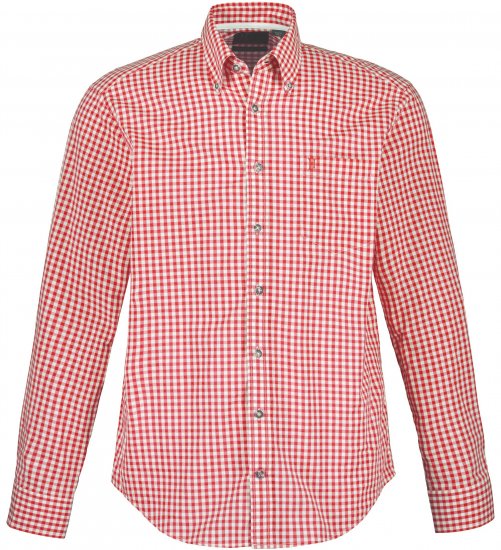 JP1880 Modern Fit Button-Down Collar Long Sleeve Check Shirt Light Red - Marškiniai - Marškiniai - 2XL-8XL