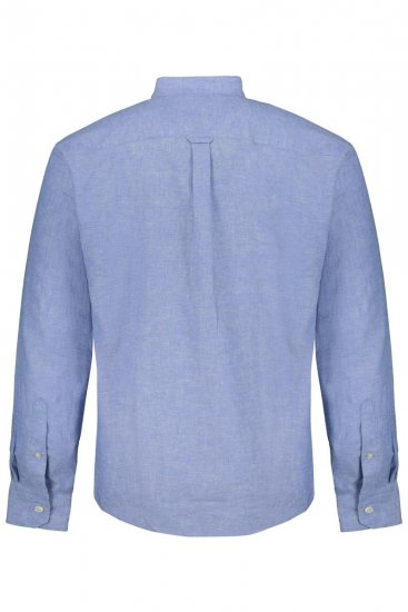 JP1880 790394 Lino mišinio marškiniai ilgomis rankovėmis su stačia apykakle Pilkšvai mėlyna TALL - TALL marškiniai - TALL marškiniai aukštiems vyrams