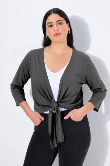 Ulla Popken 794514 Rišamas džersio bolero Antracito - Bolero švarkeliai - 