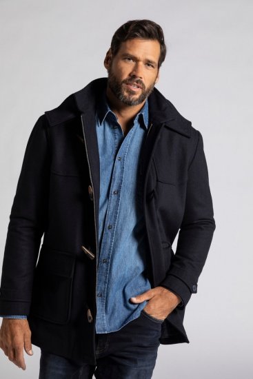 JP1880 Duffle Coat Water Repellent with Detachable Hood Navy - Didelės vyriškos striukės - Didelės vyriškos striukės