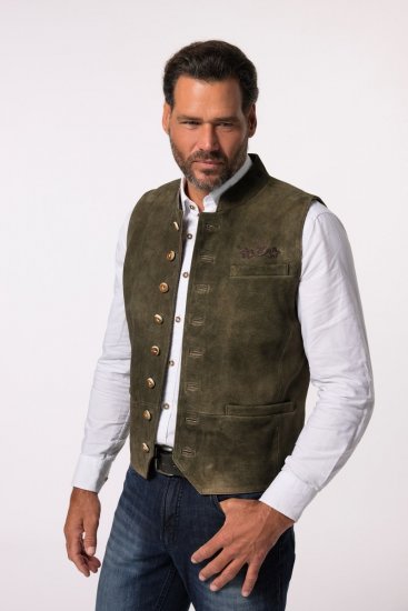 JP1880 Finest Goat Suede Traditional Vest Dark Brown - Trachten & Oktoberfest - Oktoberfest apranga didelių dydžių (Trachten)