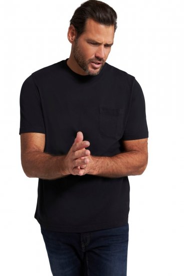 JP1880 799997 Marškinėliai su kišene ant krūtinės Juoda - Marškinėliai - Marškinėliai - 2XL-14XL