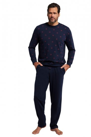JP1880 Two-piece Pyjamas Long Sleeve and Long Trousers Navy - Apatinis trikotažas ir plaukimo apranga - Apatinis trikotažas - 2XL-8XL