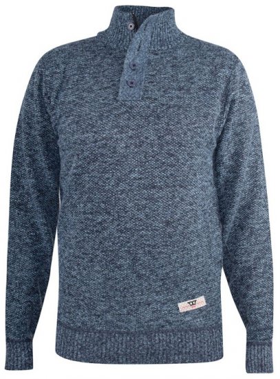 D555 Wilmington Zipper And Button Neck Sweater Blue - Megztiniai ir džemperiai - Megztiniai ir Džemperiai - 2XL-14XL