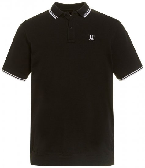 JP1880 802789 Polo marškinėliai su balta kontrastine apykakle Juoda - Polo marškinėliai - Polo marškinėliai - 2XL-8XL