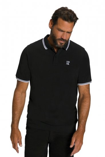 JP1880 802789 Polo marškinėliai su balta kontrastine apykakle Juoda - Polo marškinėliai - Polo marškinėliai - 2XL-8XL