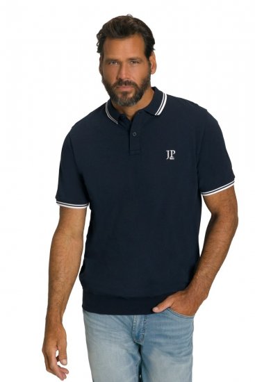 JP1880 802789 Polo marškinėliai su balta kontrastine apykakle Tamsiai mėlyna - Polo marškinėliai - Polo marškinėliai - 2XL-8XL