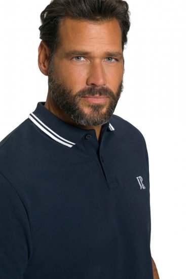 JP1880 802789 Polo marškinėliai su balta kontrastine apykakle Tamsiai mėlyna - Polo marškinėliai - Polo marškinėliai - 2XL-8XL