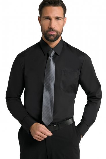 JP1880 Shirt Business Kent Collar Long Sleeve Black TALL - VYRIŠKI DRABUŽIAI MT-6XLT - Drabužiai aukštiems vyrams