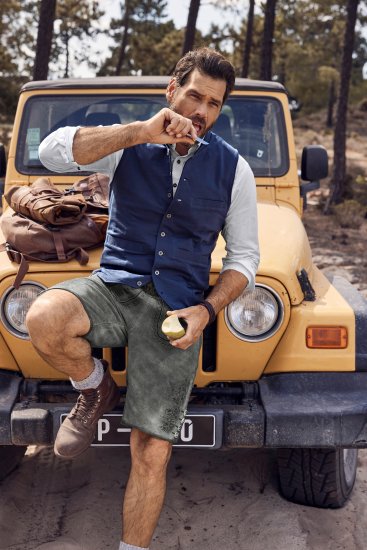 JP1880 Mottled Stretch Knit Stand-up Collar Vest Navy Blue - Didelės vyriškos striukės - Didelės vyriškos striukės