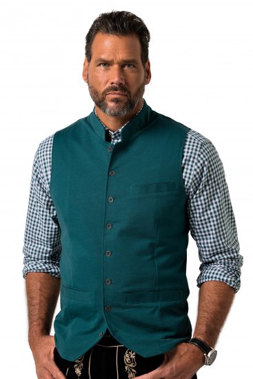 JP1880 Mottled Stretch Knit Stand-up Collar Vest Turquoise Blue - Trachten & Oktoberfest - Oktoberfest apranga didelių dydžių (Trachten)