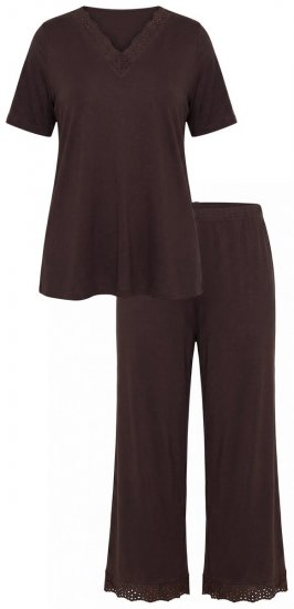 Ulla Popken 806944 Pižama trumpomis rankovėmis Ruda - Pižama/Loungewear - 