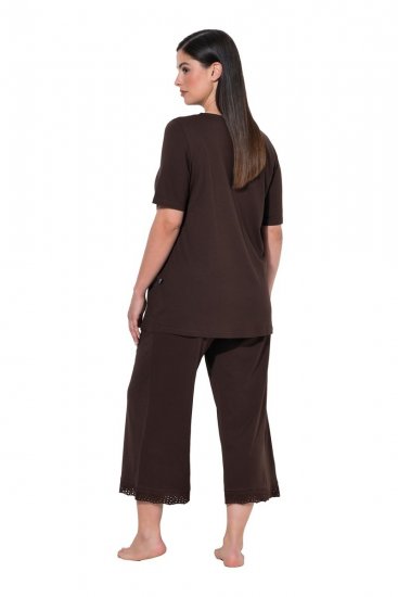 Ulla Popken 806944 Pižama trumpomis rankovėmis Ruda - Pižama/Loungewear - 