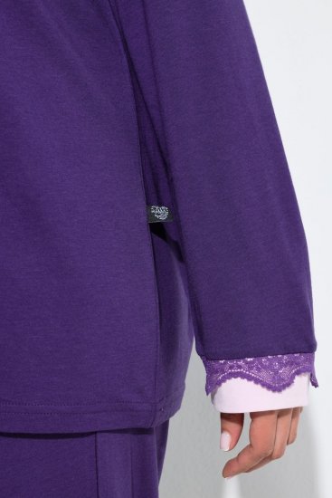 Ulla Popken 812441 Pižama ilgomis rankovėmis su nėriniais Karališka mėlyna - Pižama/Loungewear - 