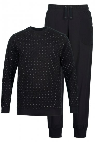 JP1880 Two-piece Pyjamas Long Sleeve and Long Trousers Black - Apatinis trikotažas ir plaukimo apranga - Apatinis trikotažas - 2XL-8XL