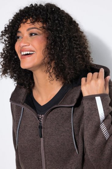 Ulla Popken 812880 Megzta flisinė striukė su teddy flisu Taupe - Fleece apranga - 