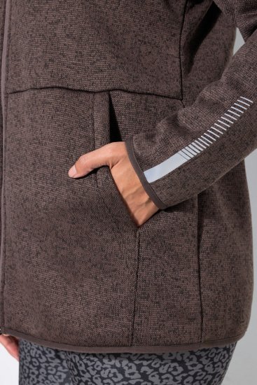 Ulla Popken 812880 Megzta flisinė striukė su teddy flisu Taupe - Fleece apranga - 