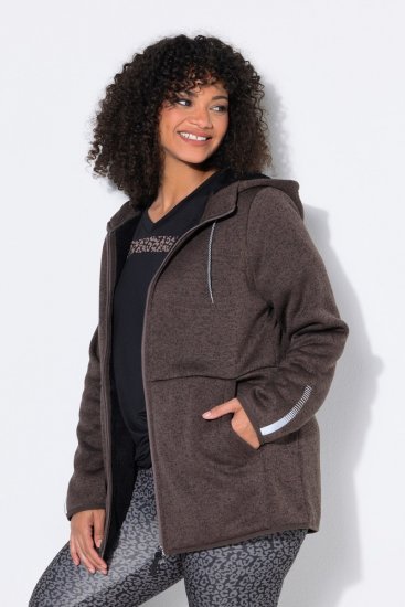 Ulla Popken 812880 Megzta flisinė striukė su teddy flisu Taupe - Fleece apranga - 