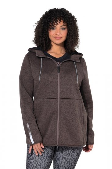 Ulla Popken 812880 Megzta flisinė striukė su teddy flisu Taupe - Fleece apranga - 