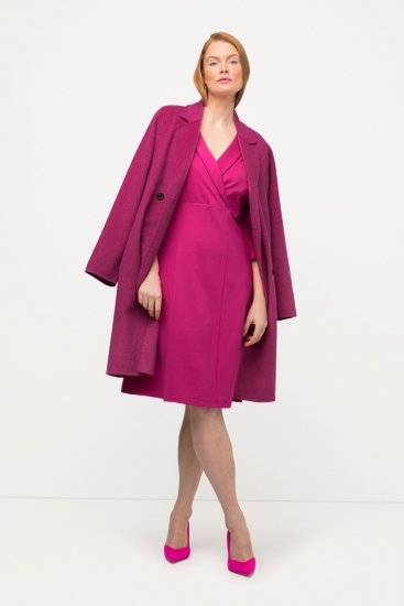 Ulla Popken 816744 Dvieilis paltas su vilnos efektu Rožinė - Paltai - Didelių dydžių paltai moterims