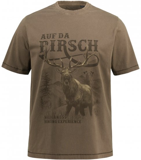 JP1880 Comfortable Fit Vintage Look T-Shirt Light Brown - Marškinėliai - Marškinėliai - 2XL-14XL