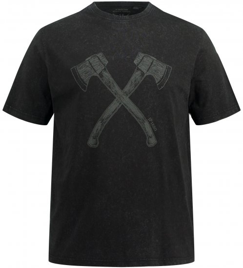 JP1880 Double Axe Design & Vintage Look T-Shirt Black - Marškinėliai - Marškinėliai - 2XL-14XL