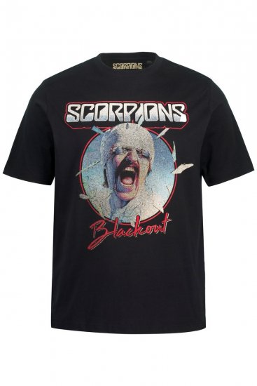 JP1880 Scorpions Blackout Graphic Comfort Fit Band T-Shirt Black - Marškinėliai - Marškinėliai - 2XL-14XL