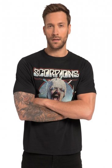 JP1880 Scorpions Blackout Graphic Comfort Fit Band T-Shirt Black - Marškinėliai - Marškinėliai - 2XL-14XL
