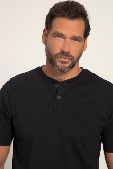 JP1880 818628 Henley marškinėliai su pilvo kirpimu Juoda - Marškinėliai - Marškinėliai - 2XL-14XL