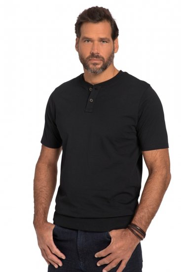 JP1880 818628 Henley marškinėliai su pilvo kirpimu Juoda - Marškinėliai - Marškinėliai - 2XL-14XL