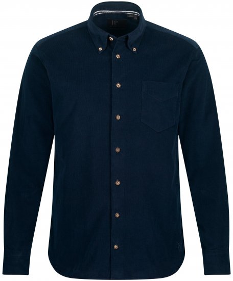 JP1880 Modern Fit Buttoned Collar Cotton Shirt Navy Blue - Marškiniai - Marškiniai - 2XL-8XL