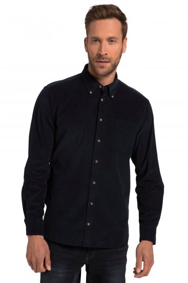 JP1880 Modern Fit Buttoned Collar Cotton Shirt Navy Blue - Marškiniai - Marškiniai - 2XL-8XL