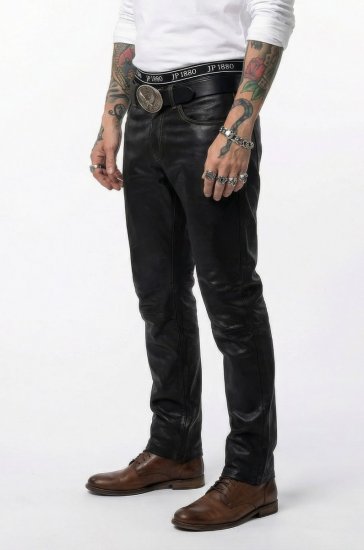 JP1880 Leather Pants Regular Fit Finest Lamb Nappa Black - Džinsai ir kelnės - Džinsai ir Kelnės - W40-W70