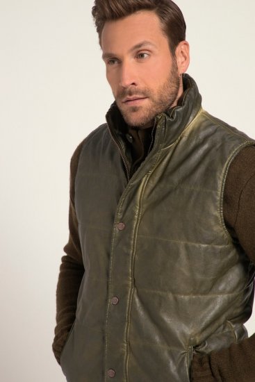 JP1880 Quilted Gilet Vintage Leather Green - Didelės vyriškos striukės - Didelės vyriškos striukės