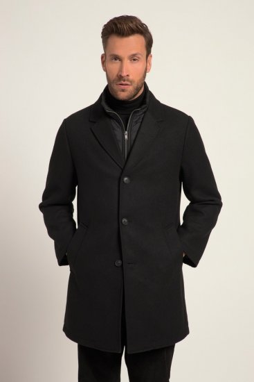 JP1880 Coat Wool Blend Quilted Black - Didelės vyriškos striukės - Didelės vyriškos striukės
