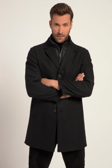 JP1880 Coat Wool Blend Quilted Black - Didelės vyriškos striukės - Didelės vyriškos striukės