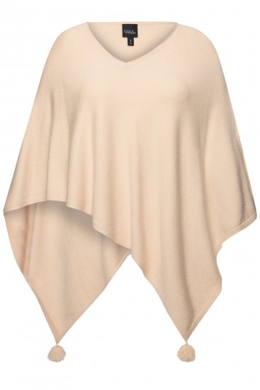 Ulla Popken Knit Pointed Hem Poncho Nature Melange - Megztiniai ir džemperiai - 