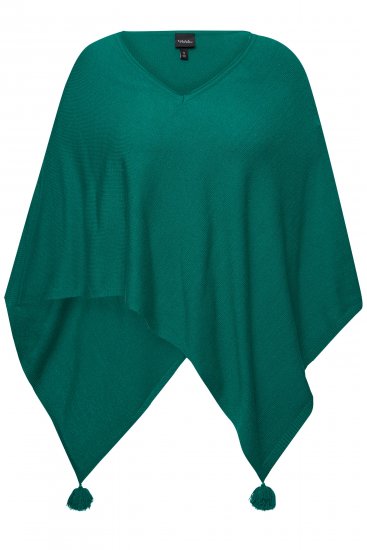 Ulla Popken Knit Pointed Hem Poncho Emerald Green - Megztiniai ir džemperiai - 