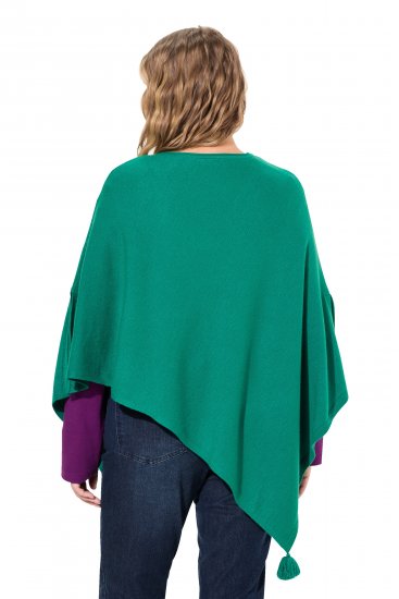 Ulla Popken Knit Pointed Hem Poncho Emerald Green - Megztiniai ir džemperiai - 