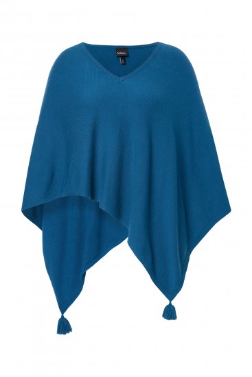 Ulla Popken Knit Pointed Hem Poncho Cerulean - Megztiniai ir džemperiai - 