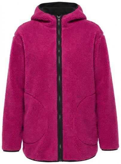Ulla Popken 823371 Teddy striukė su gobtuvu ir dygsniuotomis kišenėmis Fuksija - Fleece apranga - 
