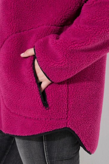 Ulla Popken 823371 Teddy striukė su gobtuvu ir dygsniuotomis kišenėmis Fuksija - Fleece apranga - 